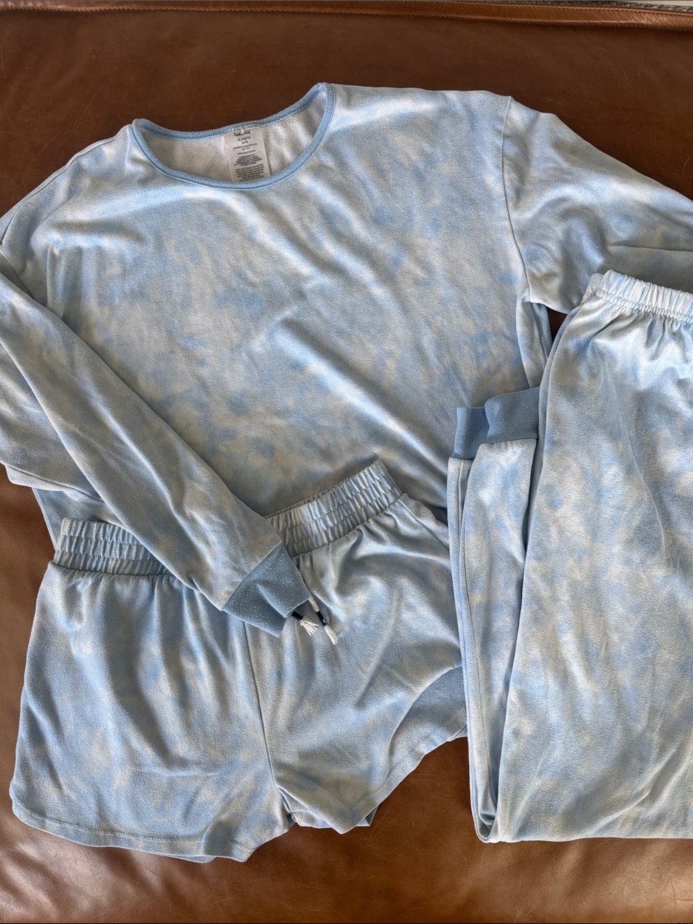 Splendid Soft Blue Kids Pajama Set - three piece set: top & shorts & pants
